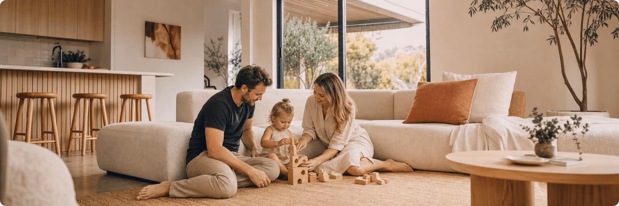 Family standing together in front of a home on the 360MMS website