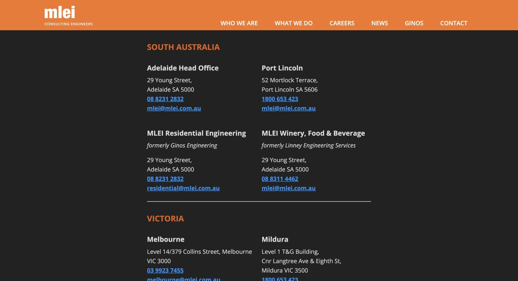 Earlier MLEI contact page